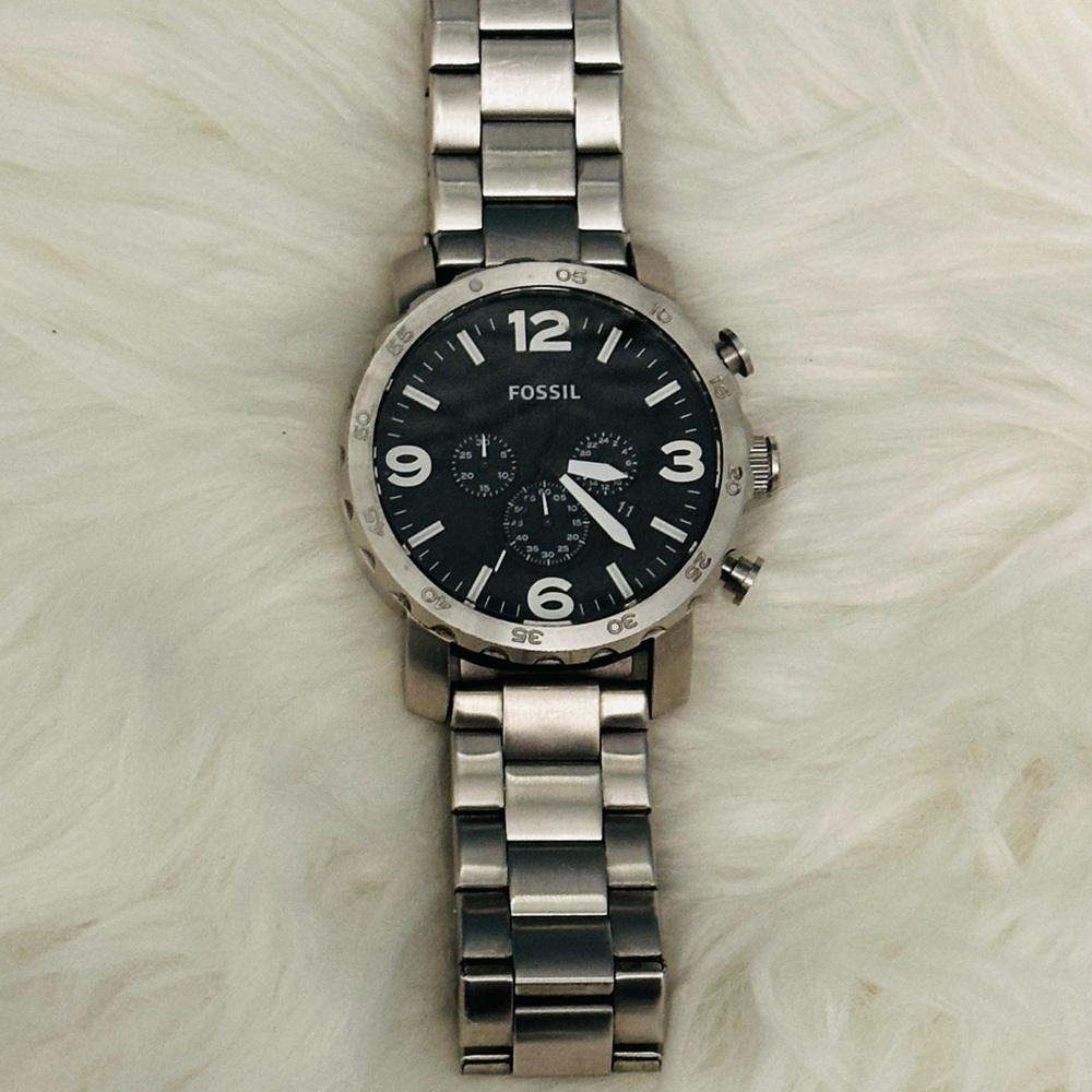 Fossil Stainless Steel Watch with Black Dial